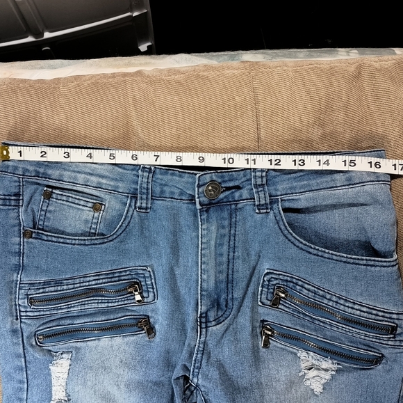 Waimea Men's 32x31 Skinny Fit Distressed Rip Torn Designer Trendy Embroidered - Picture 14 of 16